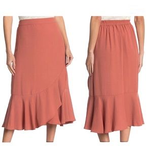 Vince Camuto Asymmetrical Flounce Midi Skirt